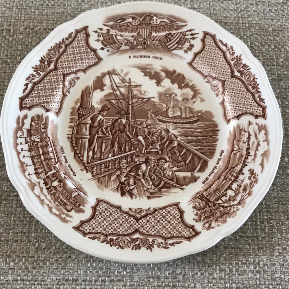 Vintage 1960s Alfred Meakin Fair Winds 7” Plate, Copper Engravings